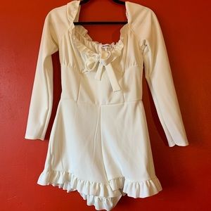 Cream missguided long sleeve romper NEW